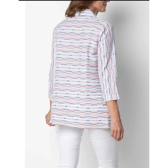 Habitat Button Up Shirt Womens Medium Wrap Around Fiesta Tunic Cotton Blend Top - Picture 9 of 10